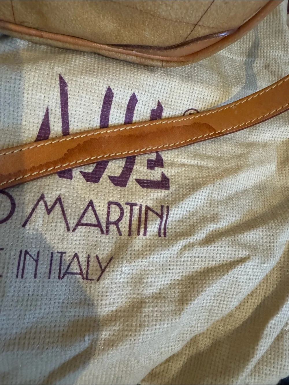Alviero Martini Italian Map-Print Round Crossbody Bag in Tan